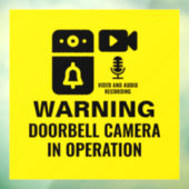 Autocollant Pour Fenêtre Avertissement Caméra Doorbell En Opération Audio V (Feuille 3)