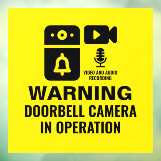 Autocollant Pour Fenêtre Avertissement Caméra Doorbell En Opération Audio V (Feuille 3)