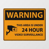 Autocollant Pour Fenêtre Avertissement Cette Zone Sous 24 Heures Surveillan (Feuille)
