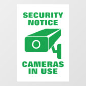 Autocollant Pour Fenêtre Avertissement de sécurité de la caméra vidéo (Feuille)