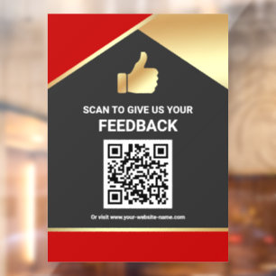 Autocollant Pour Fenêtre Avis de commentaires clients Code QR Red Gold