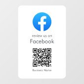 Autocollant Pour Fenêtre Avis Facebook | Code QR Entreprise Minimal Blanc (Feuille)