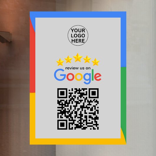 Autocollant Pour Fenêtre Avis Google Business 5 étoiles Code QR Gris 