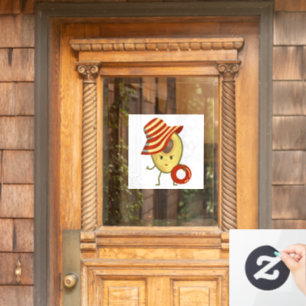 Autocollant Pour Fenêtre Avocado beach girl avec casquette de soleil et ann