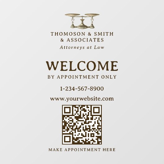 Autocollant Pour Fenêtre Avocat - Nomination professionnelle légale Code QR (Feuille)