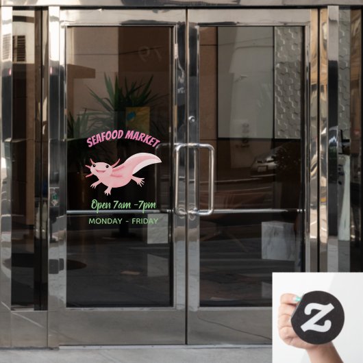 Autocollant Pour Fenêtre axolotl rose pâle (Porte de bureau)