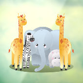 Autocollant Pour Fenêtre Baby Jungle Animaux (Feuille 3)