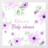 Autocollant Pour Fenêtre Baby shower personnalisé de fleurs d'aquarelle vio (Feuille)