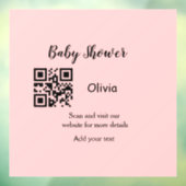 Autocollant Pour Fenêtre Baby shower rose simple q r code ajouter le texte  (Feuille 3)