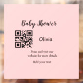 Autocollant Pour Fenêtre Baby shower rose simple q r code ajouter le texte  (Feuille 2)