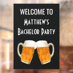 Autocollant Pour Fenêtre Bachelor Party Bier Cheers Affiche de bienvenue