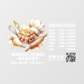 Autocollant Pour Fenêtre Bakery Pastry Chef Baking Catering Opening Hours (Feuille)