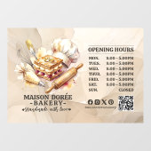 Autocollant Pour Fenêtre Bakery Pastry Chef Baking Catering Opening Hours (Feuille)