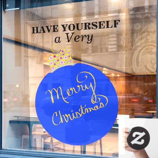 Autocollant Pour Fenêtre Bal Ornement Bleu Joyeux Noël (Fenêtre de café)