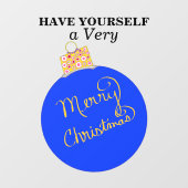 Autocollant Pour Fenêtre Bal Ornement Bleu Joyeux Noël (Feuille)