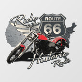 Autocollant Pour Fenêtre Balade à moto sur l'Historique Route 66, Commerce (Feuille)