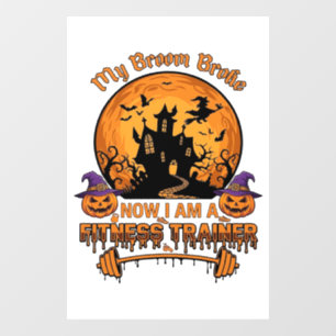 Autocollant Pour Fenêtre Balai Casse Entraîneur de Fitness Halloween Sorciè