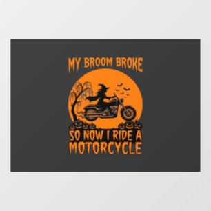 Autocollant Pour Fenêtre Balai Casse Halloween Sorcière Moto Chauves-Souris