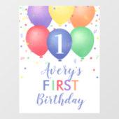 Autocollant Pour Fenêtre Ballons d'anniversaire colorés âge modifiable (Feuille)