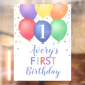 Autocollant Pour Fenêtre Ballons d'anniversaire colorés âge modifiable (Feuille 2)