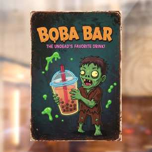Autocollant Pour Fenêtre Bar à Boba – La boisson préférée des morts-vivants