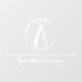 Autocollant Pour Fenêtre Barber Razor Simple White Logo Business (Feuille)