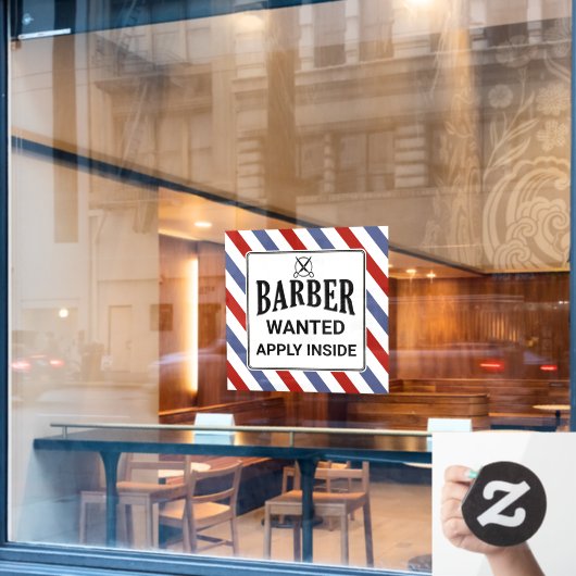 Autocollant Pour Fenêtre Barber Recherché Appliquer à l'intérieur Barber Sh (Fenêtre de café)