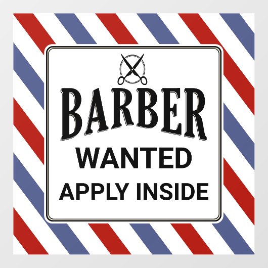 Autocollant Pour Fenêtre Barber Recherché Appliquer à l'intérieur Barber Sh (Feuille)