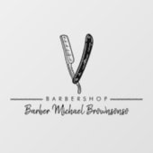 Autocollant Pour Fenêtre Barber Salon Razor Logo Business (Feuille)