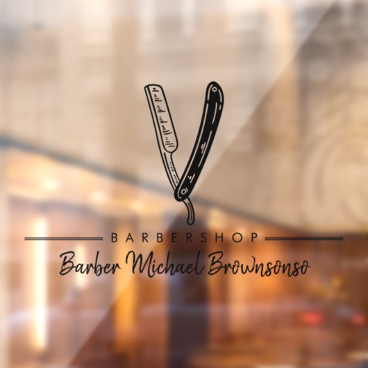 Autocollant Pour Fenêtre Barber Salon Razor Logo Business (Feuille 2)