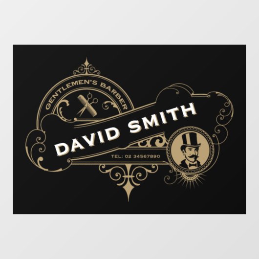 Autocollant Pour Fenêtre Barbier victorien de Gentleman (Feuille)