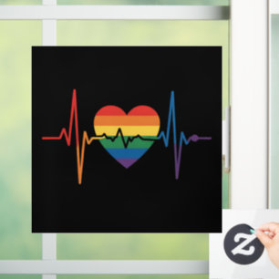 Autocollant Pour Fenêtre Battements de cœur LGBTQ Fierté du cœur Gay Lesbie