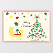 Autocollant Pour Fenêtre Bear blanche mignonne Joyeux Noël (Feuille)