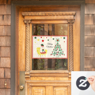 Autocollant Pour Fenêtre Bear blanche mignonne Joyeux Noël