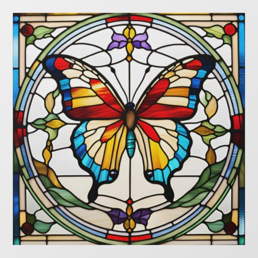 Autocollant Pour Fenêtre Beau Papillon Faux Verre Trait (Feuille)