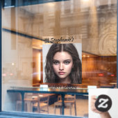 Autocollant Pour Fenêtre Beau Salon de Beauté Fille Cheveux Noir Avec Code  (Fenêtre de café)