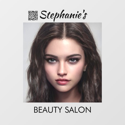 Autocollant Pour Fenêtre Beau Salon de Beauté Fille Cheveux Noir Avec Code (Feuille)