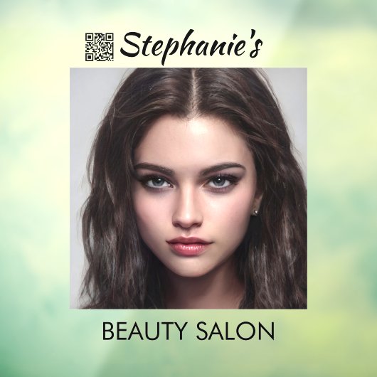 Autocollant Pour Fenêtre Beau Salon de Beauté Fille Cheveux Noir Avec Code (Feuille 3)