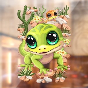 Autocollant Pour Fenêtre Bébé Geckos jote personnages de dessin