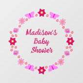 Autocollant Pour Fenêtre Bébé rose Baby shower papillons et fleurs (Feuille)