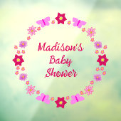 Autocollant Pour Fenêtre Bébé rose Baby shower papillons et fleurs (Feuille 3)