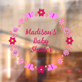 Autocollant Pour Fenêtre Bébé rose Baby shower papillons et fleurs (Feuille 2)