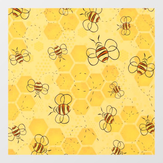 Autocollant Pour Fenêtre Bee Buzzing Honey Bees mignonne (Feuille)