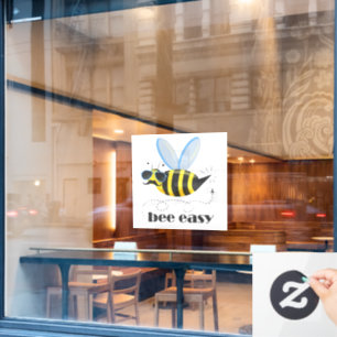 Autocollant Pour Fenêtre Bee caractère avec mustache lunettes de soleil Bee