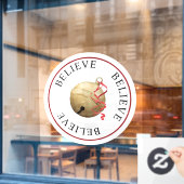 Autocollant Pour Fenêtre Belle CROYANCE Jingle Bell à Noël blanc (Fenêtre de café)