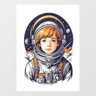 Autocollant Pour Fenêtre Belle fille astronaute dans l'espace