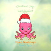 Autocollant Pour Fenêtre Belle pieuvre joyeuse en casquette de Noël (Feuille 3)