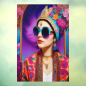 Autocollant Pour Fenêtre Belle princesse avec lunettes de soleil (Feuille 3)