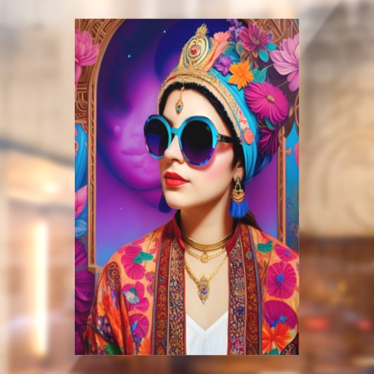 Autocollant Pour Fenêtre Belle princesse avec lunettes de soleil (Feuille 2)