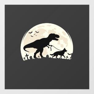 Autocollant Pour Fenêtre Berger Allemand Halloween Dinosaure Lune Silhouett